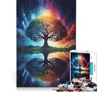 Rompecabezas de 1000 Piezas para Adolescentes Árbol de la Vida Galaxia Cósmica Decoración de Pared Difícil y desafiante Gran Regalo para los Amantes de los Videojuegos 38x52cm