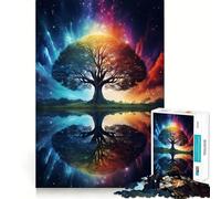 Rompecabezas de 1000 Piezas para Adolescentes Árbol de la Vida Galaxia Cósmica Manualidad de Corte preciso Juego cognitivo Divertido Juego de Ocio Arte navideño para el hogar (50x75cm)