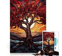 Rompecabezas de 1000 Piezas para Adolescentes Árbol de la Vida Vidriera Juego de Ajuste Desafío Mental Juguete Diversión y Calma Escena navideña Arte (50x75cm)