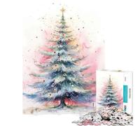 Rompecabezas de 1000 Piezas para Adolescentes árbol de Navidad en Acuarela Juego Familiar desafío de Inteligencia Cerebral Juguetes adictivos Regalos de Amigo Invisible Mejora de la Memoria (50x75cm)