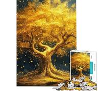 Rompecabezas de 1000 Piezas para Adolescentes Árbol Dorado con Hojas Que Caen Rompecabezas para Adultos Juego Familiar Carrera de Velocidad Manual cumpleaños y Navidad (38x26cm)