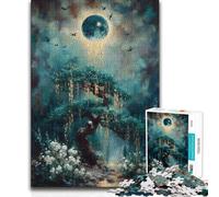 Rompecabezas de 1000 Piezas para Adolescentes: Árbol místico bajo una Luna Brillante Juego de lógica y análisis para Mayores de 14 años 38x26cm