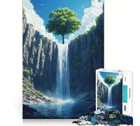 Rompecabezas de 1000 Piezas para Adolescentes Árbol sobre Cascada, diseño artístico de Corte preciso, Juego cognitivo, Regalo para Momentos de Juego tranquilos, decoración navideña (38x52cm)