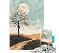 Rompecabezas de 1000 Piezas para Adolescentes Árbol Solitario bajo la Luna Llena Un desafío para la Inteligencia Cerebral Juguetes adictivos Juegos educativos Difícil Gran Regalo (Tamaño 38x26cm)