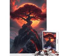 Rompecabezas de 1000 Piezas para Adolescentes árbol volcánico bajo un Cielo ardiente Juguetes de Bricolaje Regalos para Mujeres y Hombres Juego práctico colección de Artistas Bellas artes38x52cm