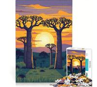 Rompecabezas de 1000 Piezas para Adolescentes Árboles Baobab al Atardecer Juegos Divertidos Entrena tu Cerebro y Tus Manos Mejora el Amor Entre Parejas 50x75cm