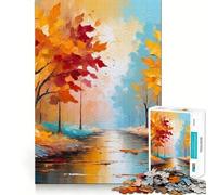 Rompecabezas de 1000 Piezas para Adolescentes Árboles de otoño reflejados en el Agua Pintura Diversión para unir Piezas Entrenamiento Mental Juego Casual Decoración navideña (50x75cm)