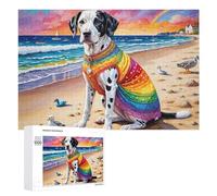 Rompecabezas de 1000 piezas para adolescentes, arco iris dálmata en la playa, rompecabezas de bricolaje, una obra de arte como regalo para toda la familia, 1000 piezas