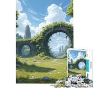 Rompecabezas de 1000 Piezas para Adolescentes Arcos de Piedra Cubiertos de vegetación en un Paisaje Verde Rompecabezas para Adultos Juego Familiar Divertido y con Humor Regalo de cumpleaños (50x75cm)