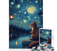 Rompecabezas de 1000 Piezas para Adolescentes Ardilla bajo el Cielo Estrellado Juguetes de decoración del hogar Gran Regalo para Juegos educativos Mejora el Amor Entre Parejas tamaño 38x26cm
