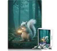Rompecabezas de 1000 Piezas para Adolescentes, Ardilla con Linterna en el Bosque, Hermoso diseño, Juego difícil, Obra de Arte, Regalo, tamaño 50x75cm