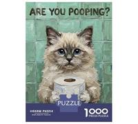Rompecabezas De 1000 Piezas para Adolescentes Are You Pooping Cat Art Rompecabezas para Adultos Juguete Decoración De Pared Mejora La Memoria Desafío Educativo 52x38cm/1000pcs