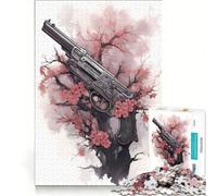 Rompecabezas de 1000 Piezas para Adolescentes: Arma de Flor de Cerezo, Juego Relajante, Divertido y con Humor, Juego de desafío único 38x52cm