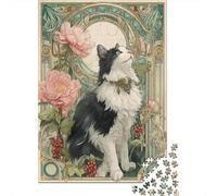 Rompecabezas De 1000 Piezas para Adolescentes Art Nouveau Cat Illustration Rompecabezas para Adolescentes Juegos Relajantes Decoración Juego Desafiante Regalos 52x38cm/1000pcs