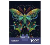 Rompecabezas De 1000 Piezas para Adolescentes Art Nouveau Neon Butterfly on Dark Rompecabezas para Adultos Juguetes Antiestrés Análisis Y Lógica Cumpleaños Y Navidad 70x50cm/1000pcs