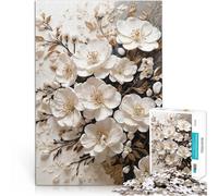 Rompecabezas de 1000 Piezas para Adolescentes Arte 3D de Flores Blancas Regalos de Juegos desafiantes Mejorar el Amor Entre Parejas 52x38cm