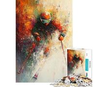 Rompecabezas de 1000 Piezas para Adolescentes Arte Abstracto de esquiadores Rompecabezas Divertidos Juegos Corte de precisión cumpleaños y Navidad (tamaño 38x26cm)