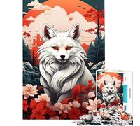 Rompecabezas de 1000 Piezas para Adolescentes Arte Chino Kitsune difícil y desafiante decoración de Pared Juguetes de Bricolaje para Mayores de 14 años Juego de Rompecabezas Incluido (38x26cm)