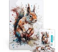Rompecabezas de 1000 Piezas para Adolescentes Arte de Acuarela de Ardilla Regalos de Juegos desafiantes Cumpleaños 38x26cm