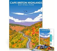 Rompecabezas de 1000 Piezas para Adolescentes,Arte de Cape Breton Highlands,Manualidades de Corte preciso,Juego cognitivo Divertido,Juego para el Tiempo Libre,Arte navideño para el hogar (50x75cm)