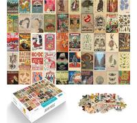 Rompecabezas de 1000 Piezas para Adolescentes Arte de Carteles Retro Juguetes de Juego Decoración de Pared cumpleaños y Navidad 38x26cm