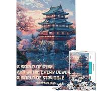 Rompecabezas de 1000 Piezas para Adolescentes Arte de Castillo con haikus japoneses Rompecabezas para Adultos Juguetes antiestrés para la diversión Familiar Ayuda a ejercitar el Cerebro (38x26cm)