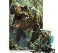 Rompecabezas de 1000 Piezas para Adolescentes Arte de Dinosaurio tiranosaurio, Ajuste, Juego, Desarrollo Mental, diversión, Tiempo Libre, Navidad, Arte para el hogar (38x52cm)