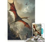Rompecabezas de 1000 Piezas para Adolescentes Arte de Dinosaurios pterodáctilos Juego Imposible difícil y desafiante cumpleaños y Navidad 50x75cm