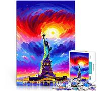 Rompecabezas de 1000 Piezas para Adolescentes Arte de la Estatua de la Libertad Juguetes de Bricolaje Lista de Deseos con Papá Noel 38x26cm