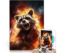 Rompecabezas de 1000 Piezas para Adolescentes Arte de Mapache Juguetes para aliviar el estrés Interacción Entre Padres e Hijos 38x26cm