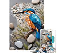 Rompecabezas de 1000 Piezas para Adolescentes Arte de Mosaico de martín Pescador con Piedras Rompecabezas para Adultos Juegos Divertidos difícil Ideal para cumpleaños y Navidad (tamaño 50x75cm)
