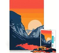 Rompecabezas de 1000 Piezas para Adolescentes Arte del Atardecer en el Lago Yosemite, Ajuste, Juego, Desarrollo Mental, diversión, Tiempo Libre, Navidad, Arte para el hogar (38x52cm)