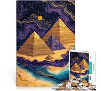 Rompecabezas de 1000 Piezas para Adolescentes Arte del Aura del Desierto de Las pirámides Doradas cósmicas Juego de ingenio Ideas de Regalos 75x50cm