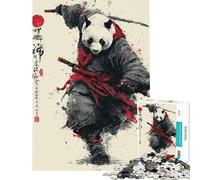 Rompecabezas de 1000 Piezas para Adolescentes Arte del Guerrero samurái Panda Rompecabezas de 1000 Piezas para decoración del hogar Juguetes de análisis y lógica cumpleaños (38x52cm)