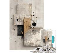 Rompecabezas de 1000 Piezas para Adolescentes Arte geométrico Abstracto con Tonos neutros Rompecabezas para Adultos Juego práctico decoración del hogar interacción Entre Padres e Hijos (38x52cm)