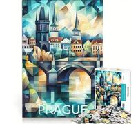 Rompecabezas de 1000 Piezas para Adolescentes Arte geométrico del Horizonte de Praga Juego Imposible interacción Entre Padres e Hijos cumpleaños 50x75cm