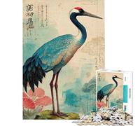Rompecabezas de 1000 Piezas para Adolescentes Arte japonés de grullas con caligrafía Rompecabezas para Adultos Juego Familiar Divertido y humorístico Regalo de cumpleaños Regalos (tamaño 38x26cm)