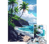 Rompecabezas de 1000 Piezas para Adolescentes Arte pixelado de la Isla de Hawái Juego Educativo desafío Juguete para ejercitar la Mente Juego difícil Regalo de Amigo Invisible (tamaño 38x26cm)