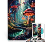 Rompecabezas de 1000 Piezas para Adolescentes Arte psicodélico del Bosque Desafiante Difícil Adecuado para decoración de Escritorio. 75x50cm