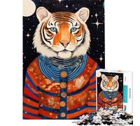 Rompecabezas de 1000 Piezas para Adolescentes Arte Tribal de Animales Tigre Rompecabezas para Adultos Juguetes antiestrés Vacaciones en casa Matar el Tiempo Ayuda a ejercitar el Cerebro (38x26cm)