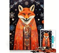 Rompecabezas de 1000 Piezas para Adolescentes Arte Tribal de Animales, Zorro, Corte preciso, Manualidades, diversión cognitiva, Juego de Ocio, Arte navideño para el hogar (38x52cm)