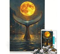Rompecabezas de 1000 Piezas para Adolescentes Ascenso de la Ballena a la Luz de la Luna Juguetes para armar Mejora la Memoria con Piezas de Formas aleatorias Que encajan Perfectamente 50x75cm