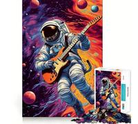 Rompecabezas de 1000 Piezas para Adolescentes Astro Tocando Guitarras,diversión con articulaciones Suaves,Entrenamiento Mental,Juego Casual,decoración navideña (38x26cm)