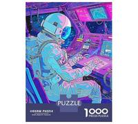Rompecabezas De 1000 Piezas para Adolescentes Astronaut 80S Neon Rompecabezas Juegos Relajantes Decoración De Pared Regalos para Amigos Y Familiares 38x26cm/1000pcs