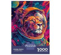 Rompecabezas De 1000 Piezas para Adolescentes Astronaut Lion Space Rompecabezas para Adultos Juguetes Antiestrés Análisis Y Lógica Cumpleaños Y Navidad 70x50cm/1000pcs