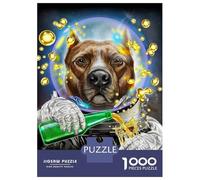 Rompecabezas De 1000 Piezas para Adolescentes Astronaut Pit Bull Dog Rompecabezas Juguetes Antiestrés Divertidos Y Humorísticos Cumpleaños Y Navidad 70x50cm/1000pcs