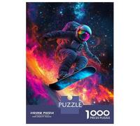 Rompecabezas De 1000 Piezas para Adolescentes Astronaut Snowboarding in Space Rompecabezas para Adultos Juegos De Relajación Decoración del Hogar Desafío Educativo 52x38cm/1000pcs