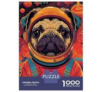 Rompecabezas De 1000 Piezas para Adolescentes Astronaut Space Pug Animal Rompecabezas para Adultos Juegos Familiares Mejora La Memoria Cumpleaños Y Navidad 70x50cm/1000pcs