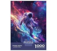 Rompecabezas De 1000 Piezas para Adolescentes Astronaut Surfing in Space Rompecabezas Juego Familiar Pero Divertido Y Humorístico Cumpleaños 38x26cm/1000pcs