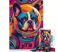 Rompecabezas de 1000 Piezas para Adolescentes Astronauta,Bulldog Francés,Bordes Limpios,Juego de Pensamiento,Juego Lento,Actividad Divertida para Cumpleaños (38x26cm)
